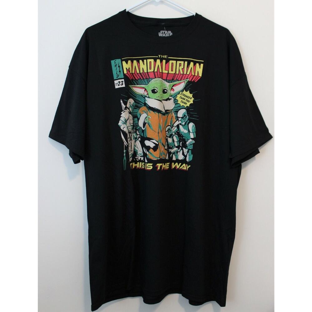 Star Wars The Mandalorian Baby Yoda Men's T-shirt Black Multisize NWT